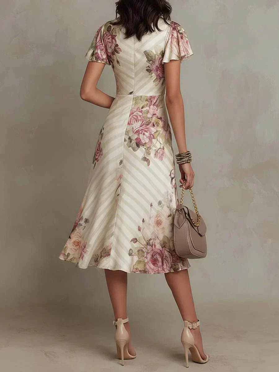 Alba™ | Vestido Midi Envolvente Fruncido Floral Elegante