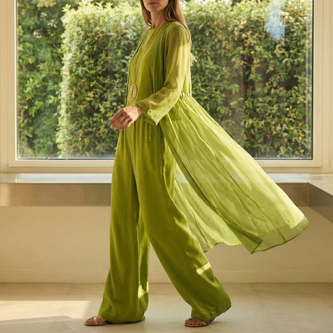 Elvira™ | Conjunto Relajado de Túnica Drapeada y Pantalón Ancho
