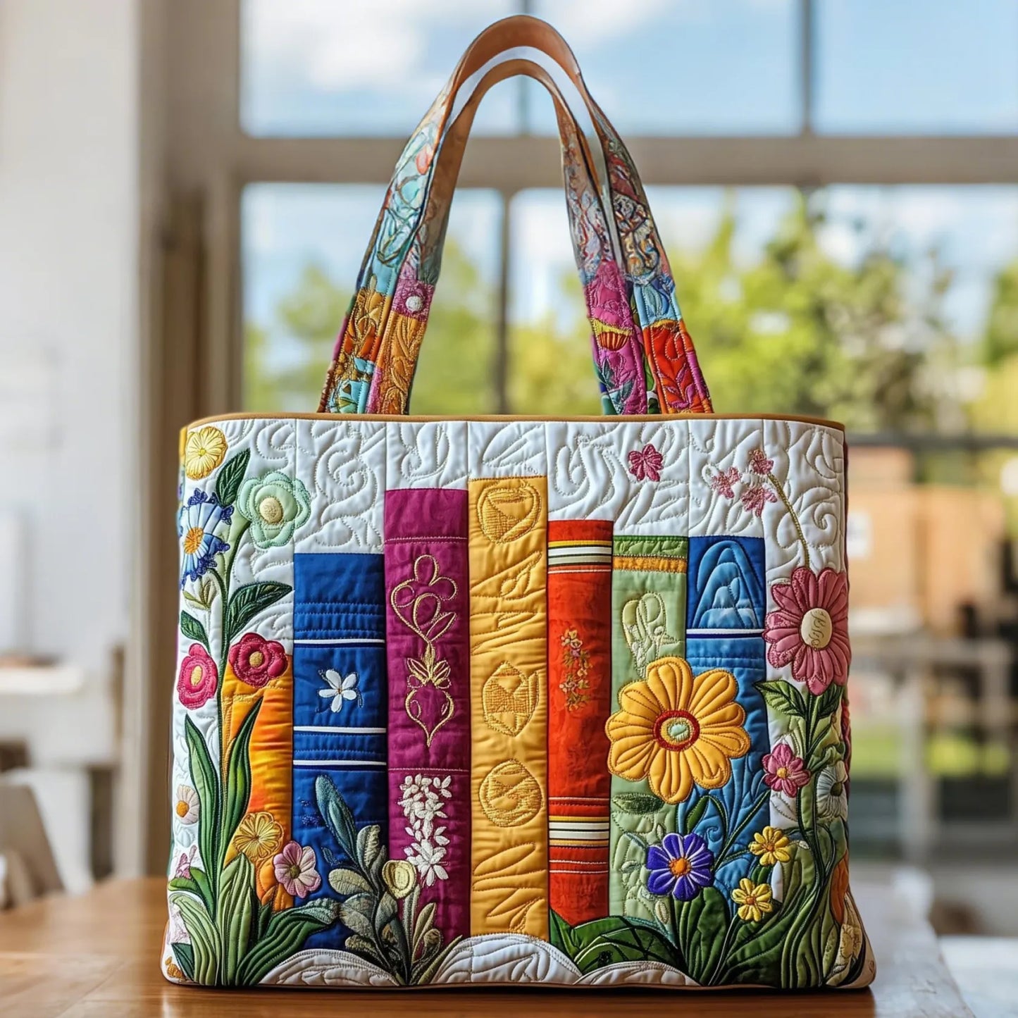 Bolso artesanal biblioteca floral