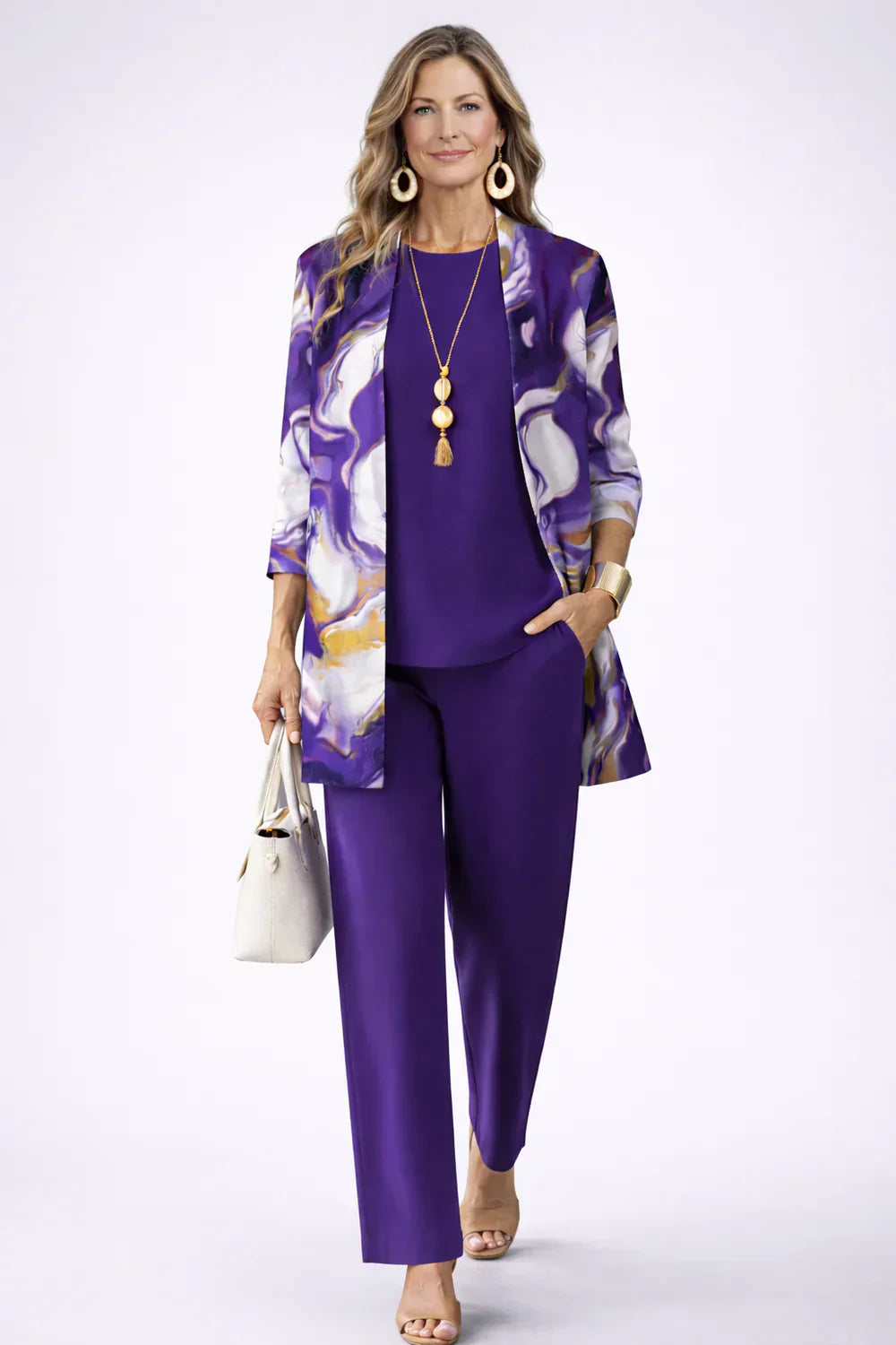 Margaret conjunto lila y blanco