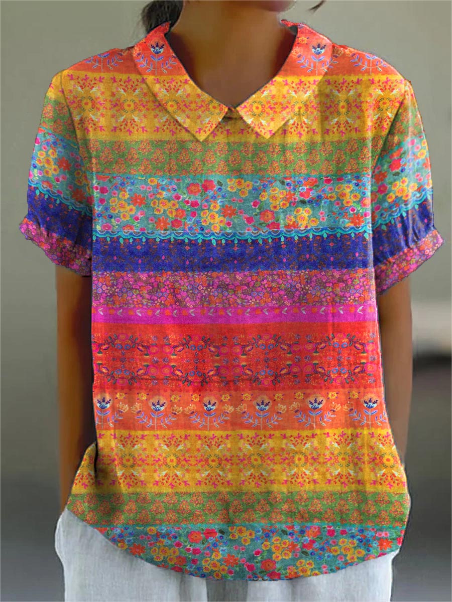 Maya | Camisa floral de rayas
