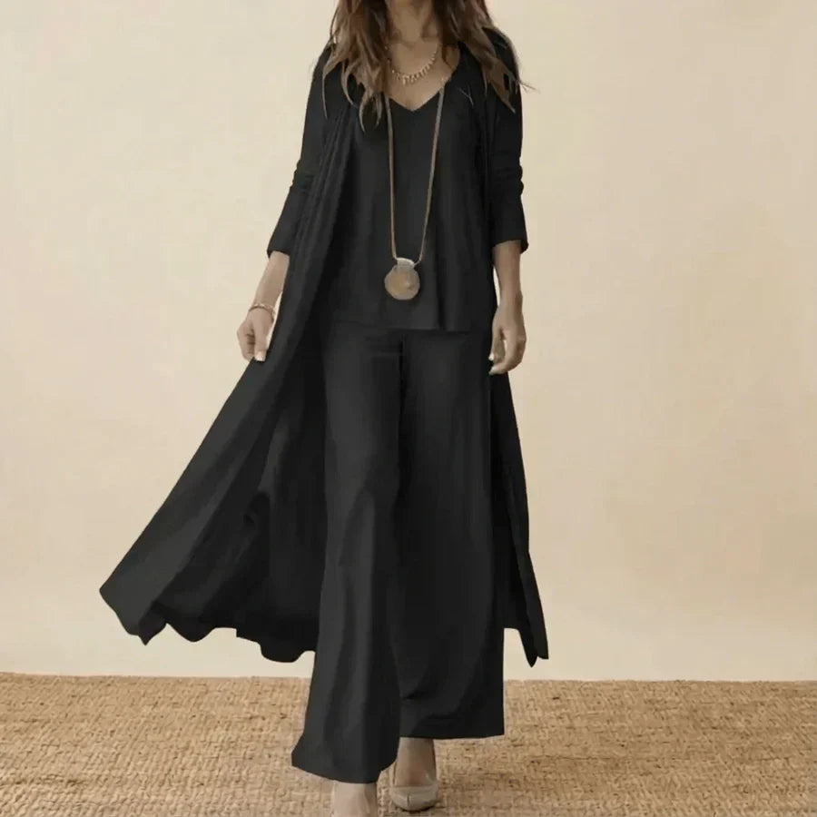 Raquel™ | Conjunto Suave de Tres Piezas con Túnica y Pantalón Ancho