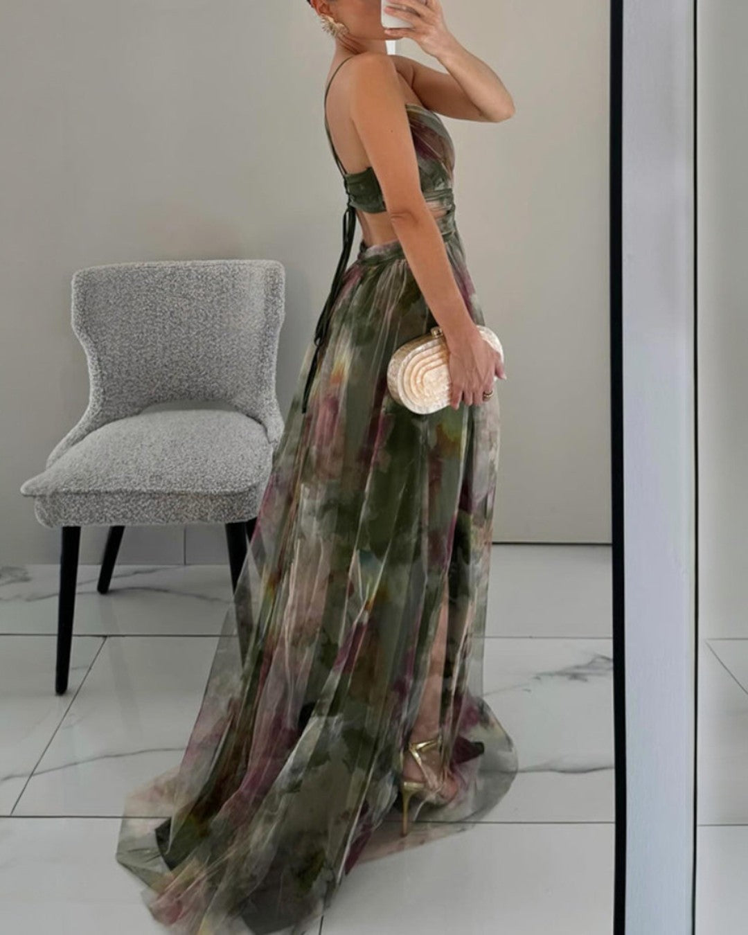 Claudia| Vestido largo con estampado floral elegante