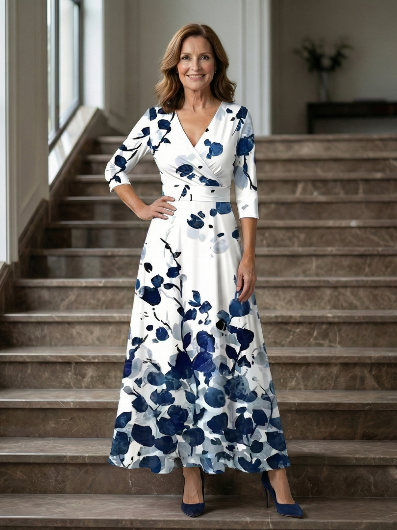 Celine | Vestido Midi con Cuello Cruzado