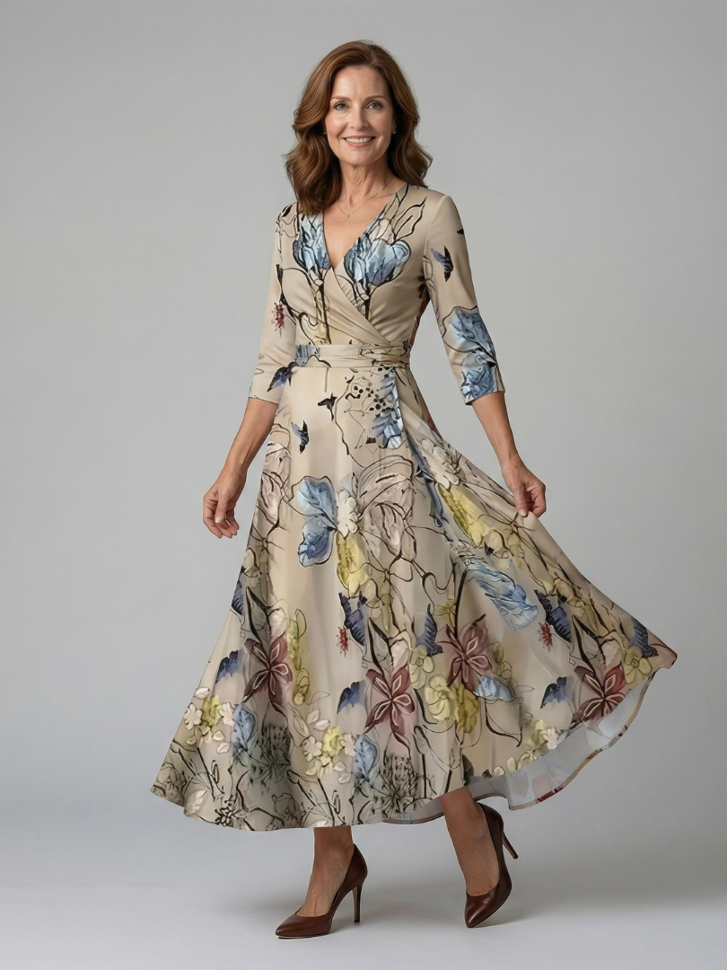 Celine | Vestido Midi con Cuello Cruzado