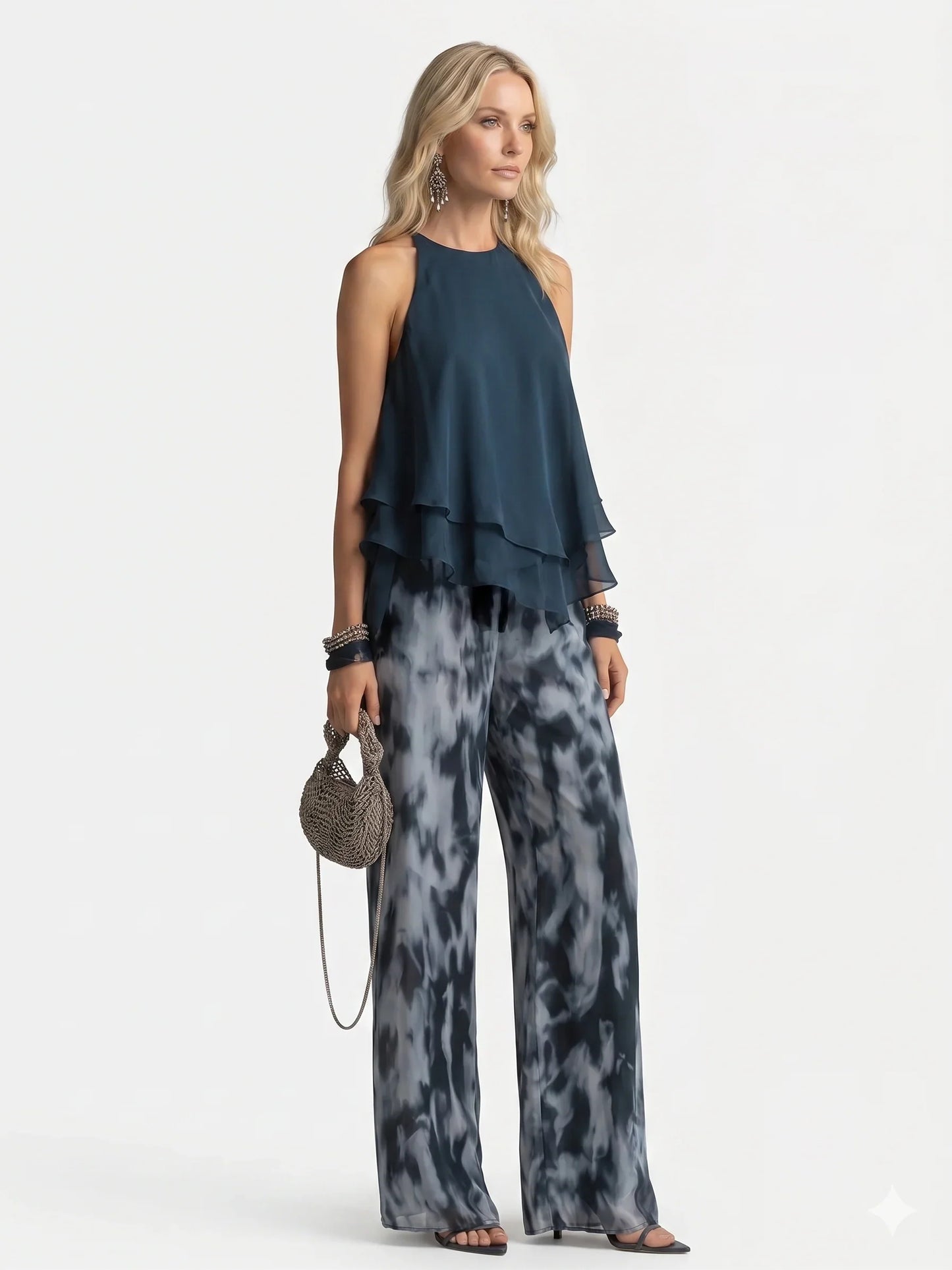 Conjunto elegante de dos piezas en gasa