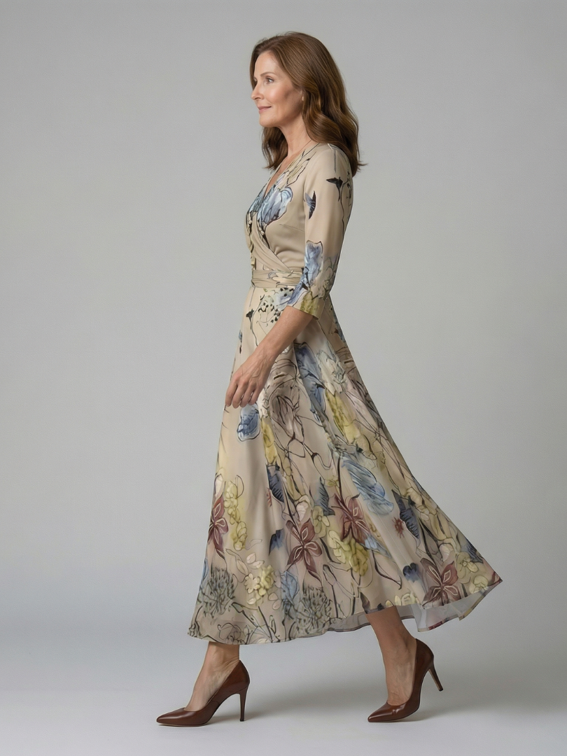 Celine | Vestido Midi con Cuello Cruzado