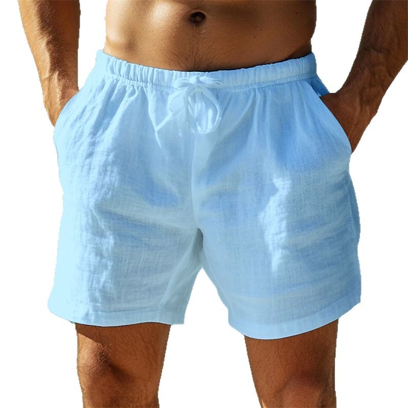 Álvaro| Pantalones cortos de verano de algodón y lino con cordón para hombre