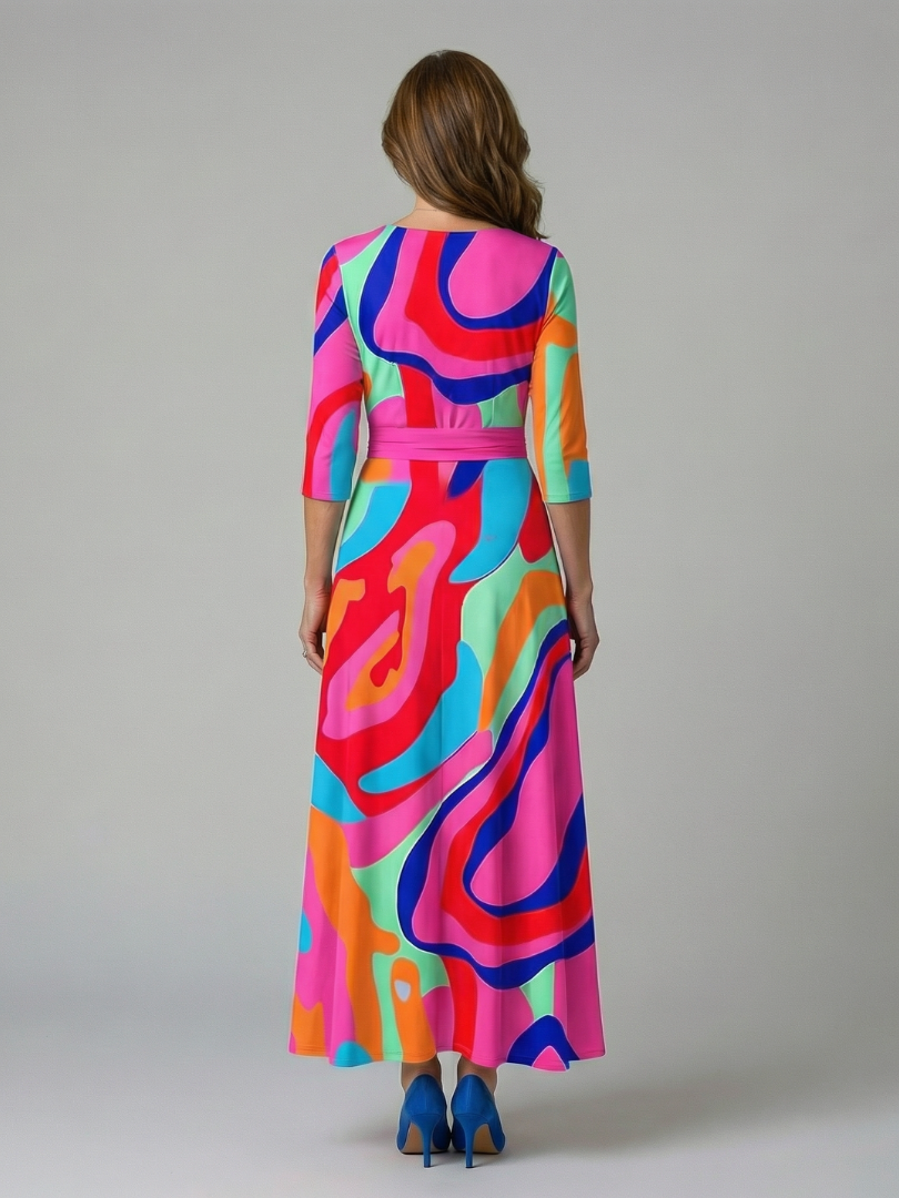 Celine | Vestido Midi con Cuello Cruzado