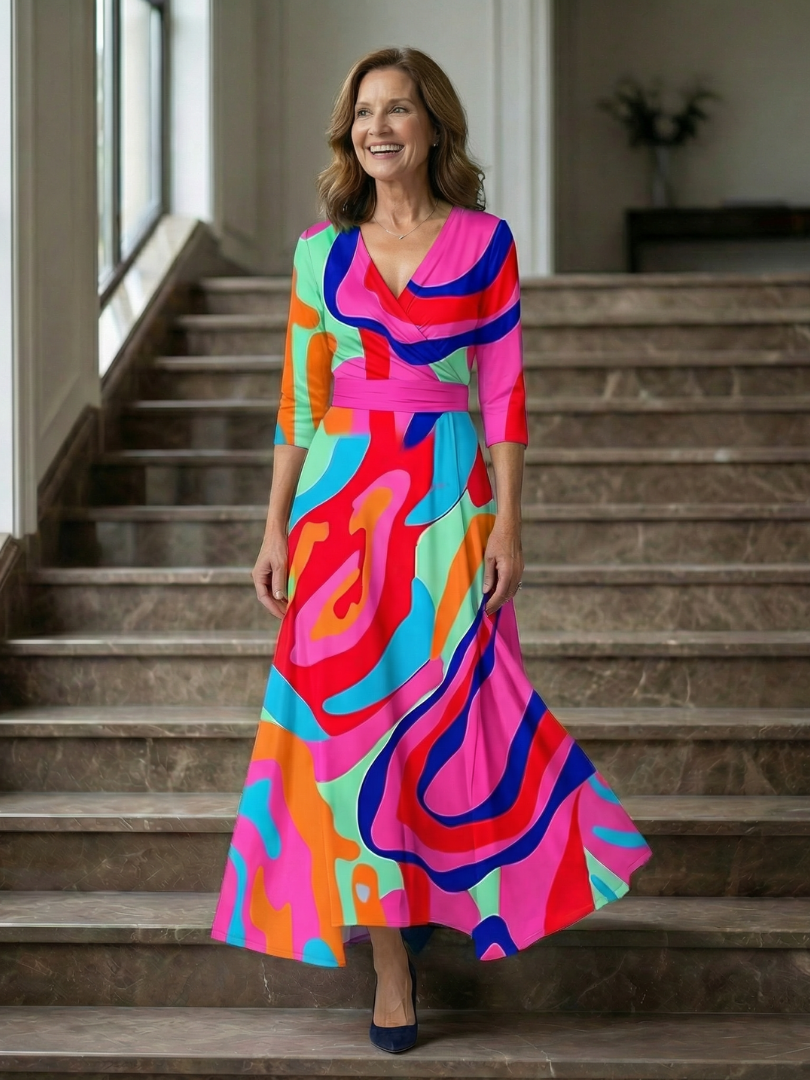 Celine | Vestido Midi con Cuello Cruzado