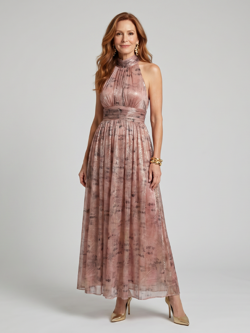 Vestido Midi sin Mangas con Acabado Texturizado