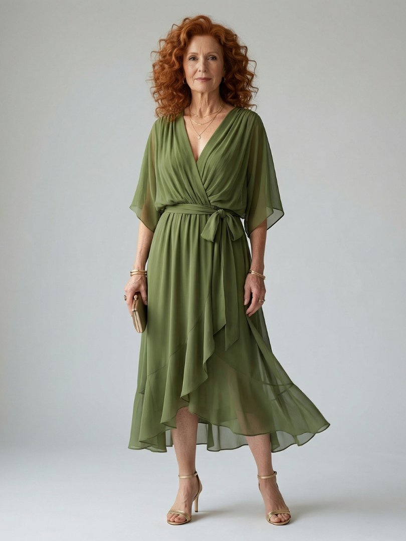 Elric | Vestido Midi Ligero con Drapeado