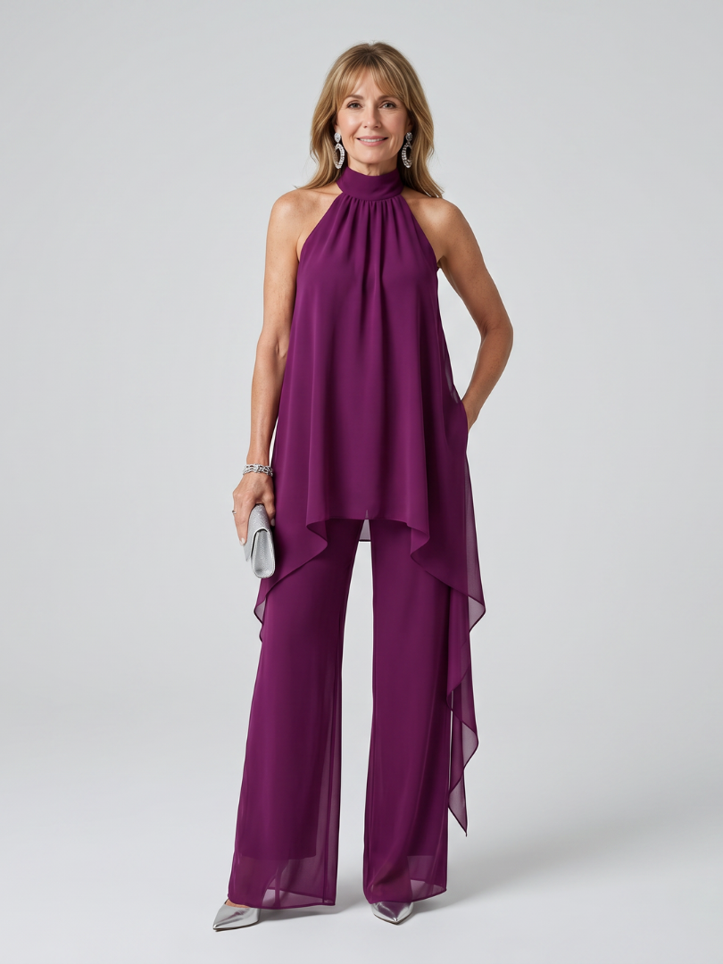 Conjunto de Firma Asimétrico con Top Halter y Pantalón