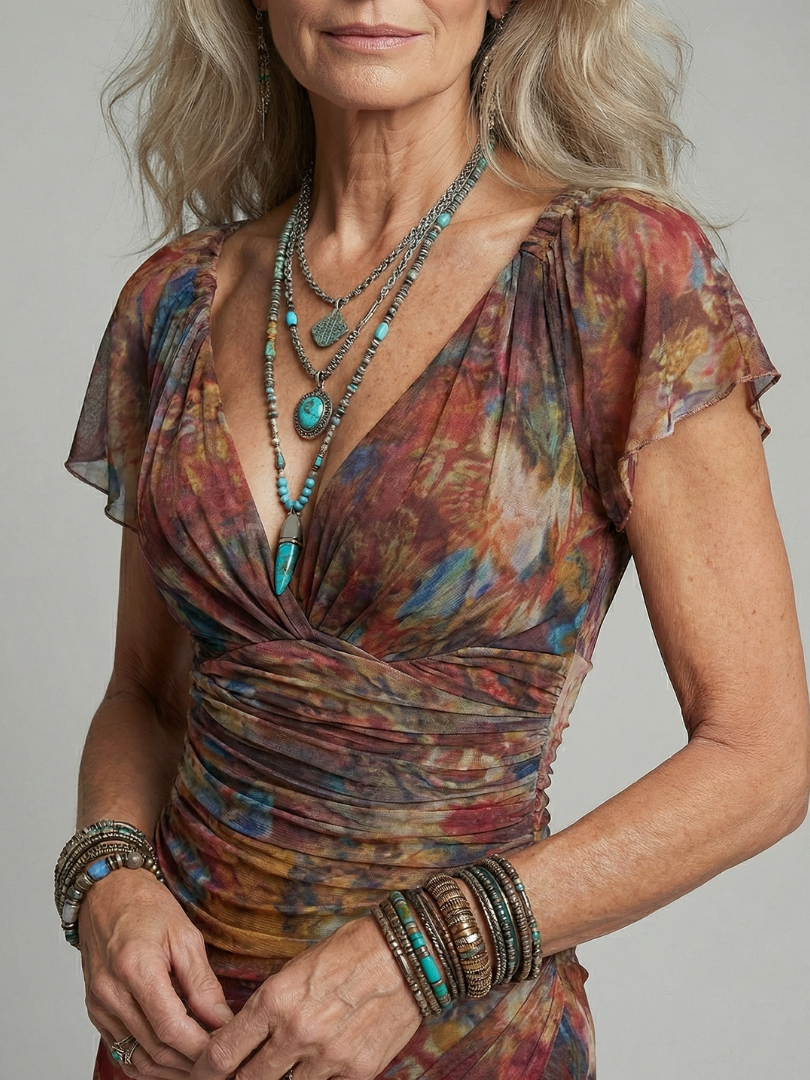 Vestido Midi Fluido con Escote Halter