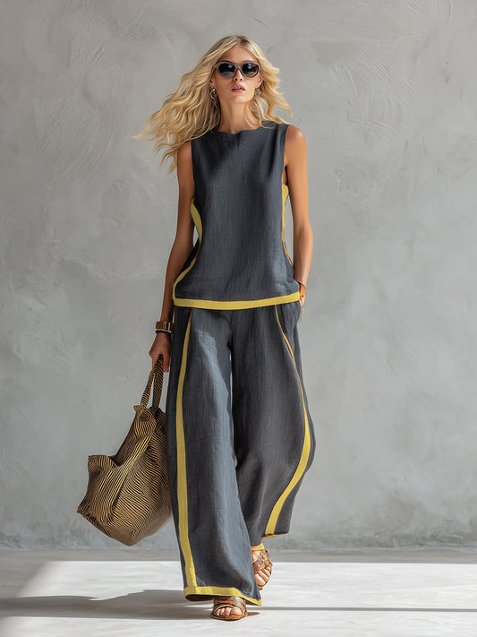 Leila™ | Conjunto Elegante de Dos Piezas Chaleco y Pantalón Ancho