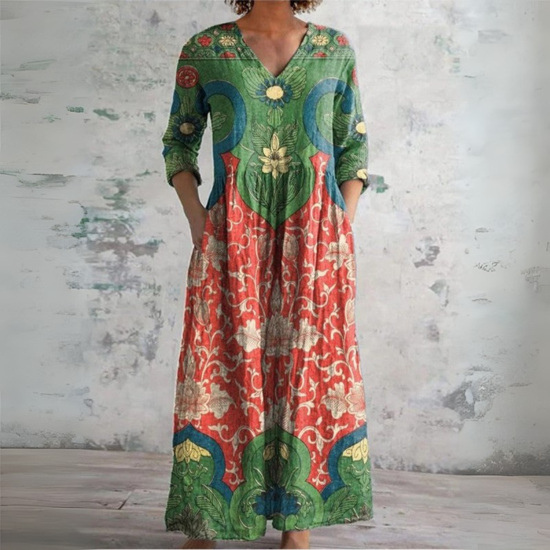 Judith vestido maxi floral vintage multicolor
