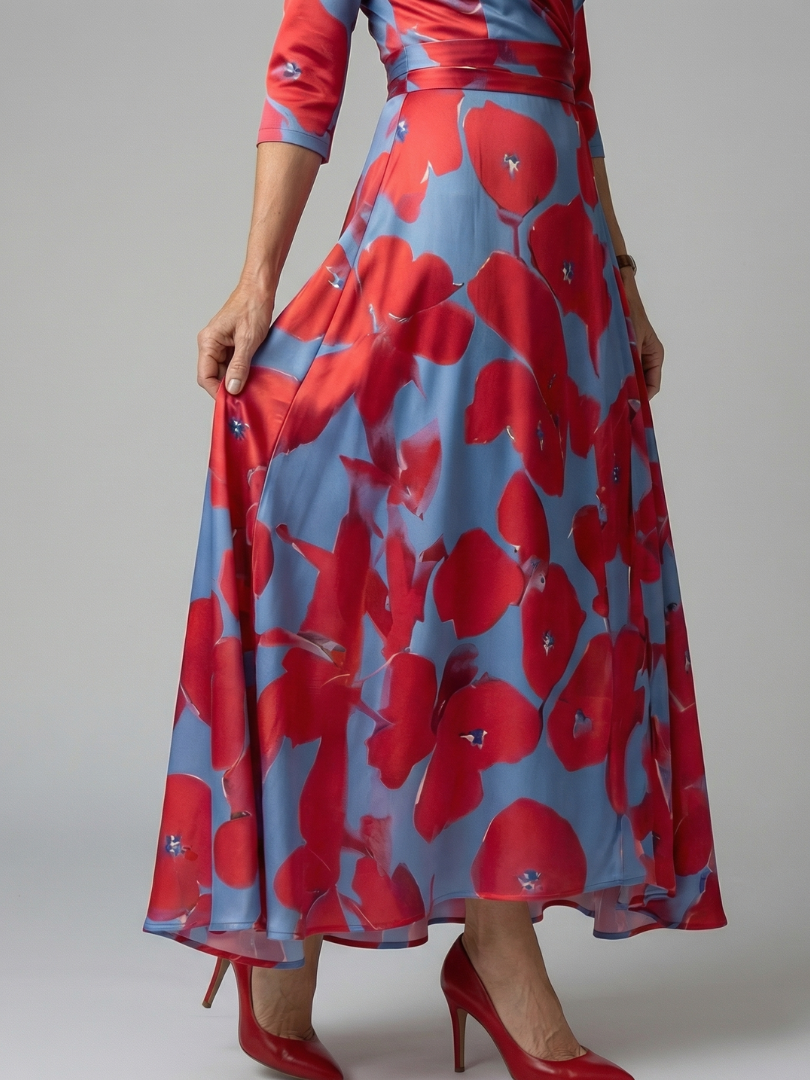 Celine | Vestido Midi con Cuello Cruzado