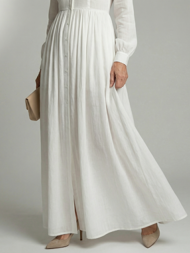 Vestido Maxi Fluido con Botones
