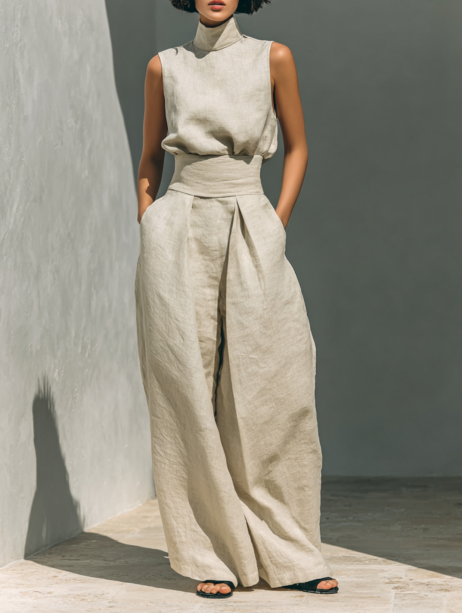 María conjunto lino algodón minimalista