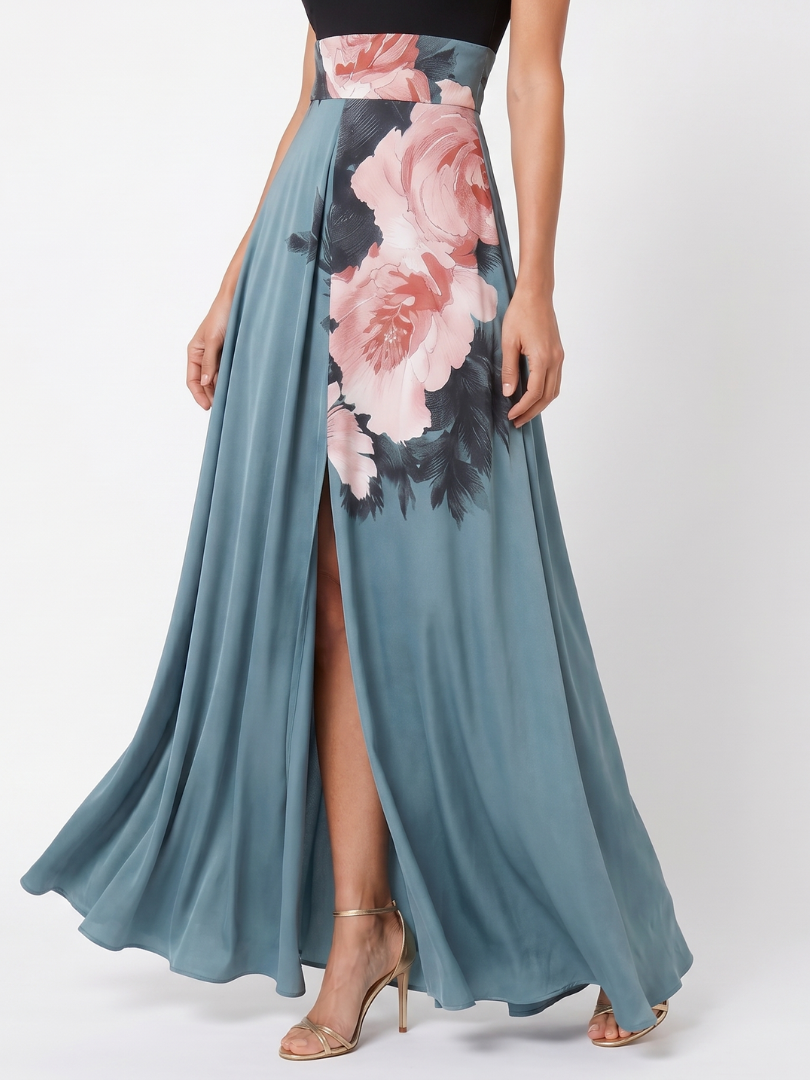 Vestido Maxi Floral con Escote Halter