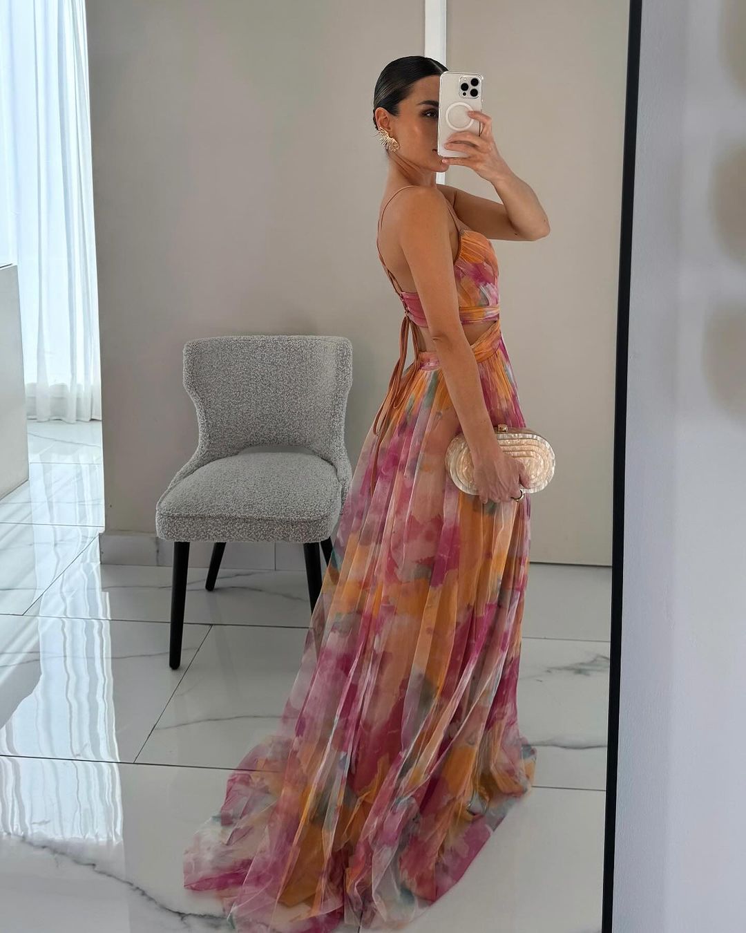 Claudia| Vestido largo con estampado floral elegante