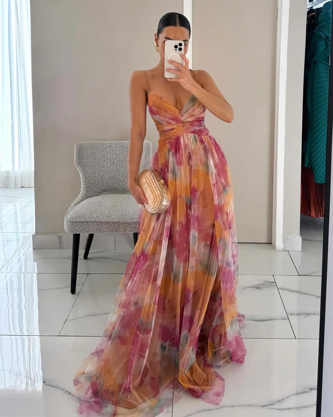 Claudia| Vestido largo con estampado floral elegante