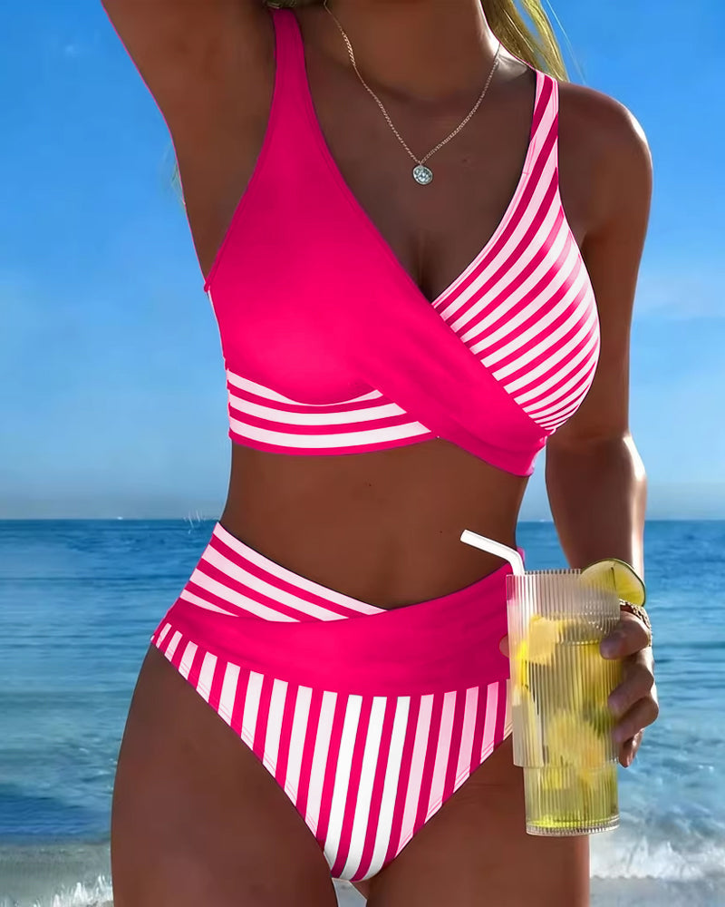 Bikini Cruzado Rayas Estampado