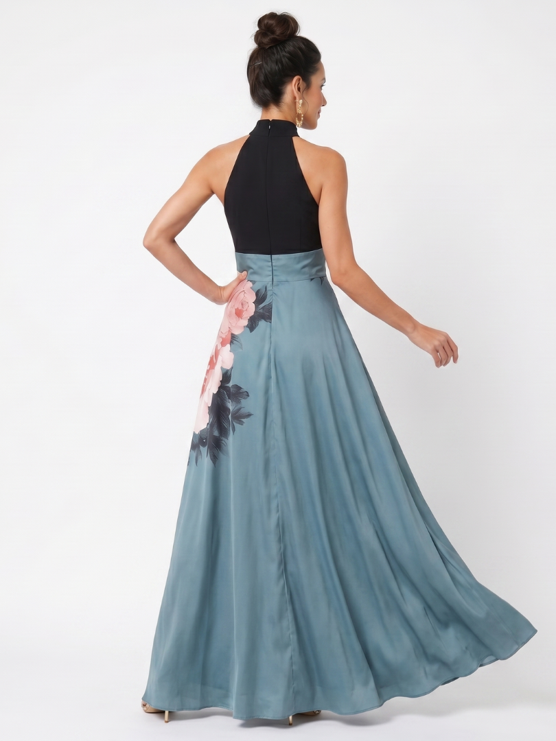 Vestido Maxi Floral con Escote Halter