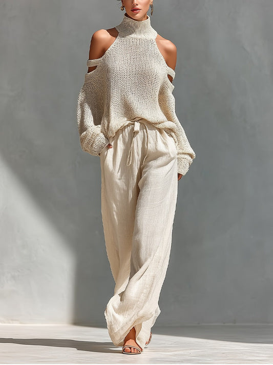 Camilla™ | Conjunto a la Moda Top Cuello Alto Hombros Descubiertos