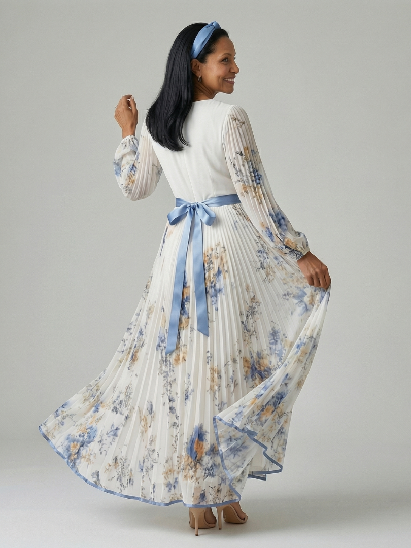 Vestido Midi con Falda Plisada