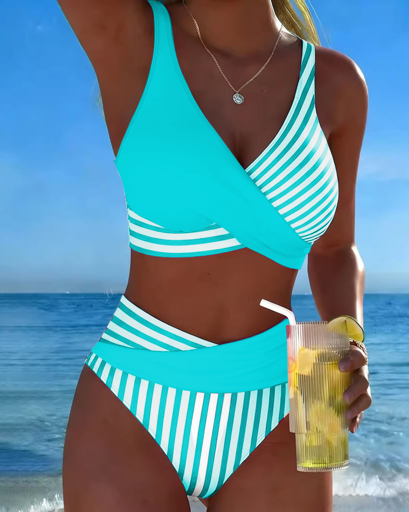 Bikini Cruzado Rayas Estampado