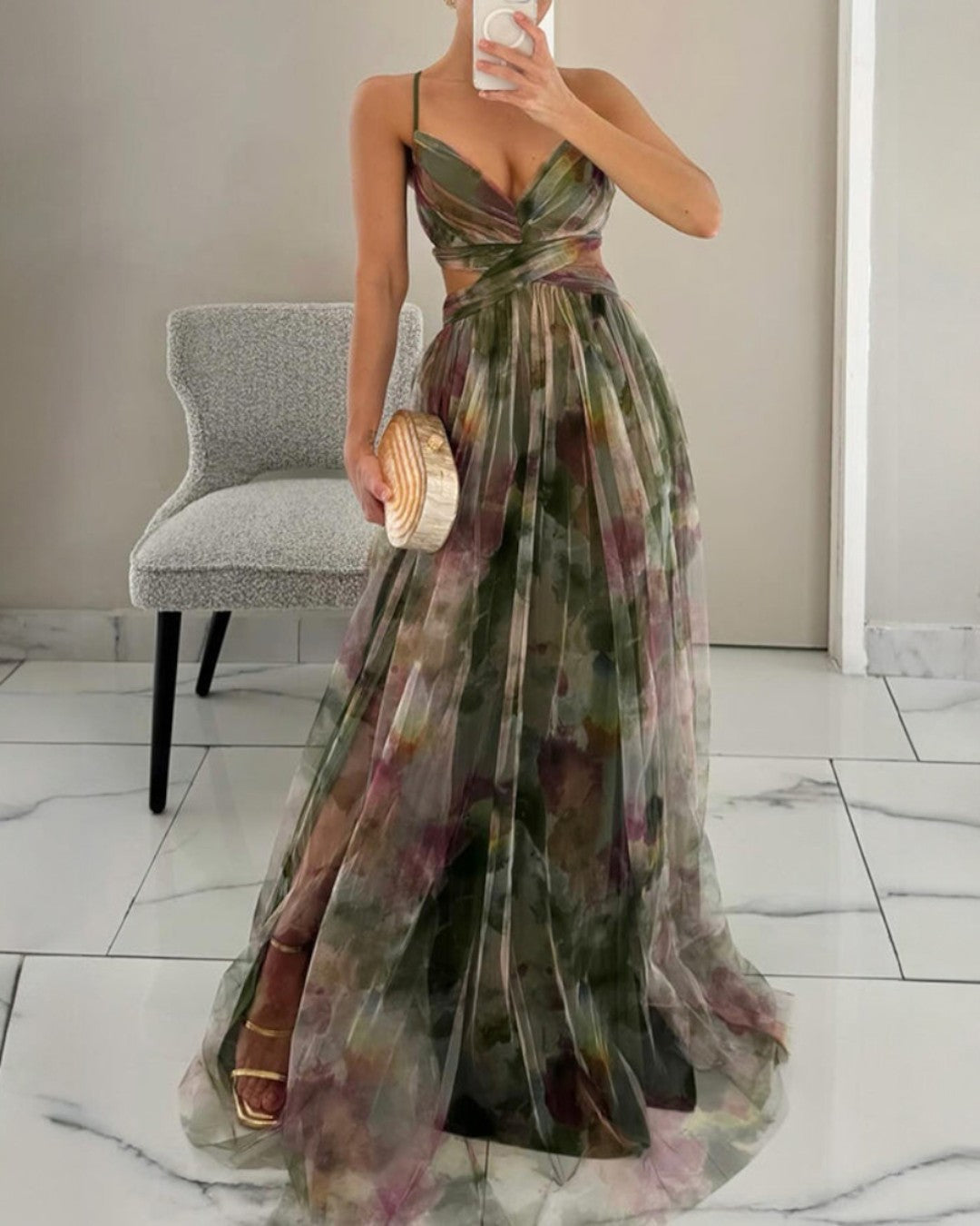 Claudia| Vestido largo con estampado floral elegante