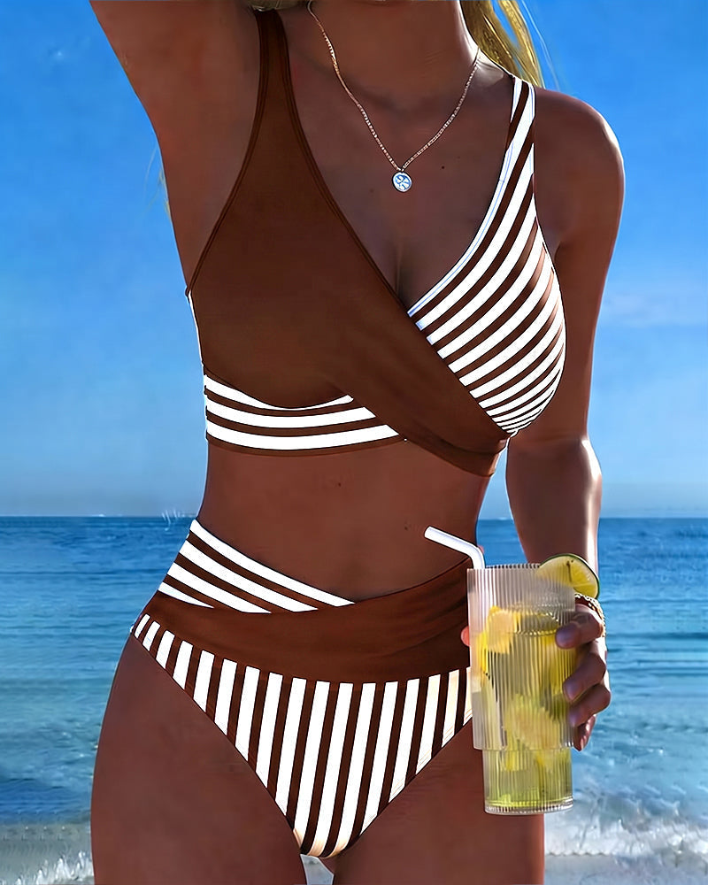 Bikini Cruzado Rayas Estampado