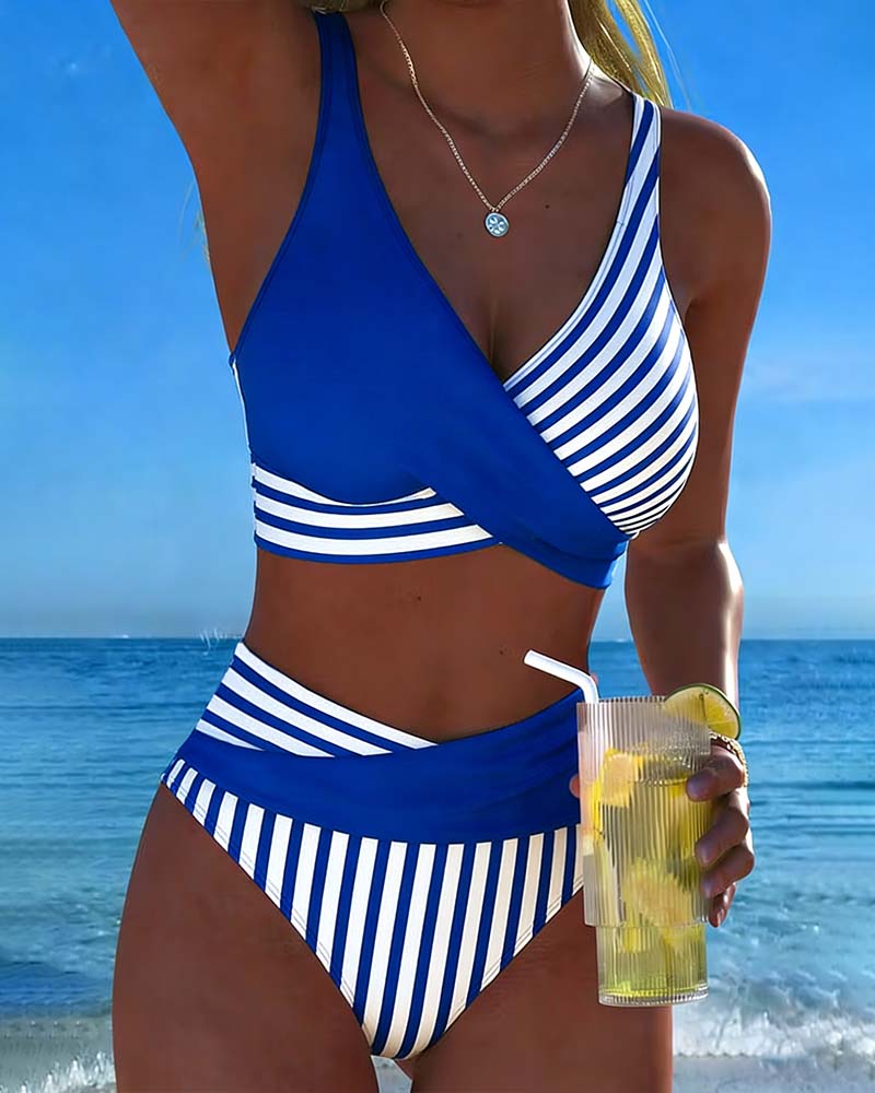Bikini Cruzado Rayas Estampado