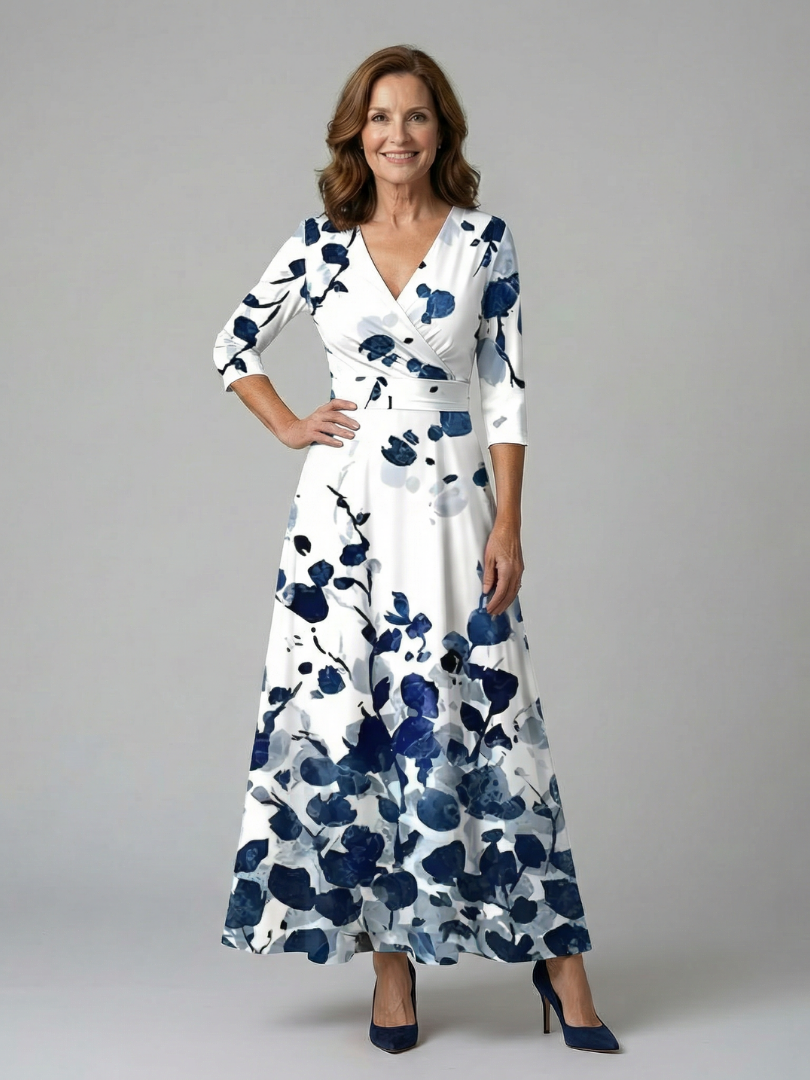 Celine | Vestido Midi con Cuello Cruzado