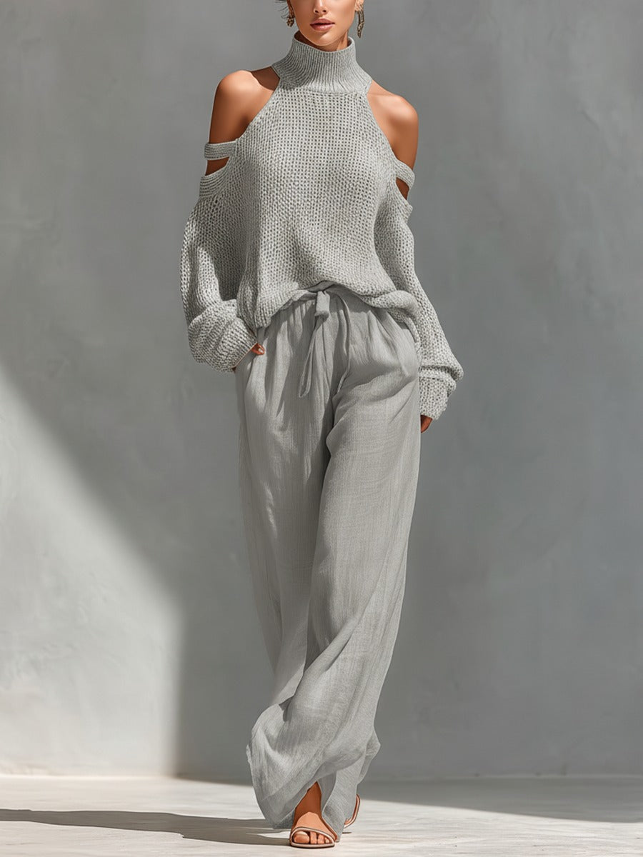 Camilla™ | Conjunto a la Moda Top Cuello Alto Hombros Descubiertos