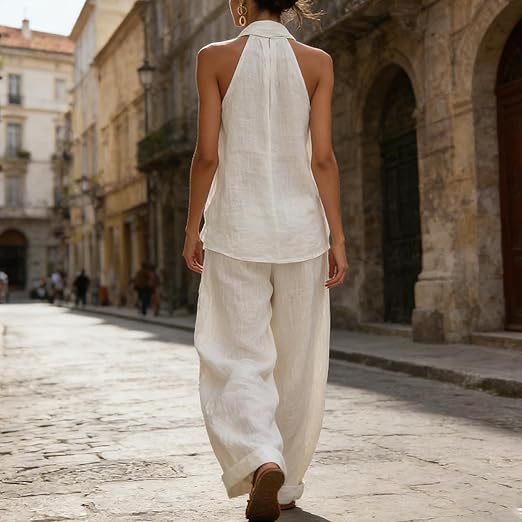 Ainhoa™ | Conjunto Relajado de Top Sin Mangas y Pantalón Ancho