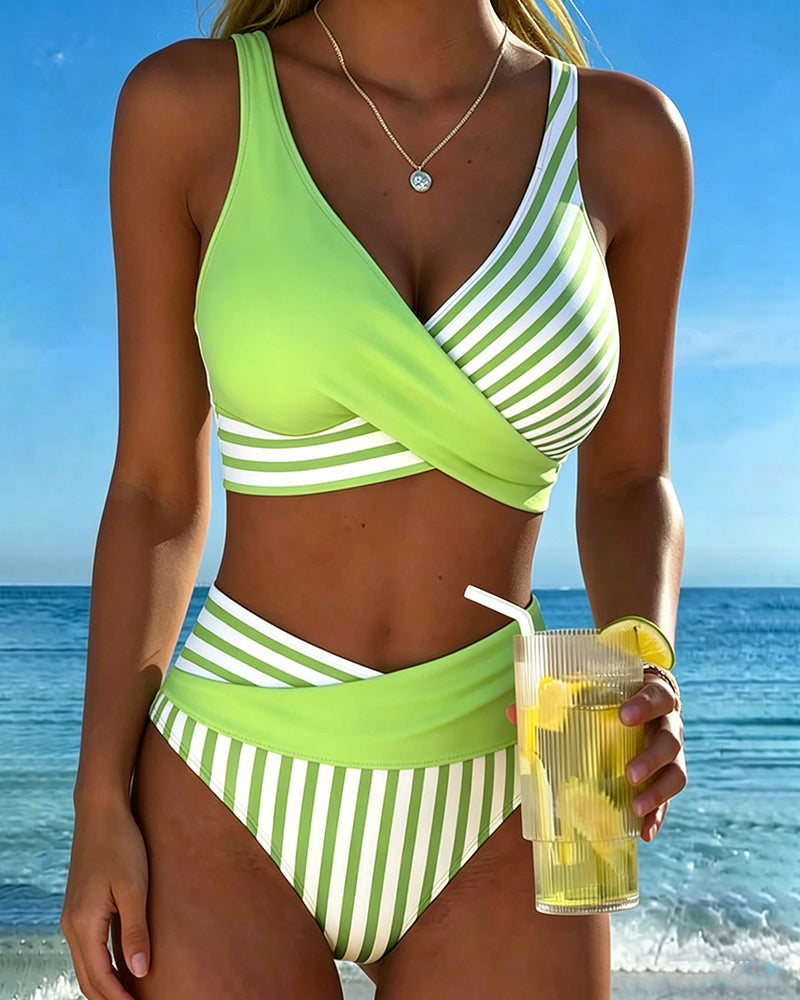 Bikini Cruzado Rayas Estampado