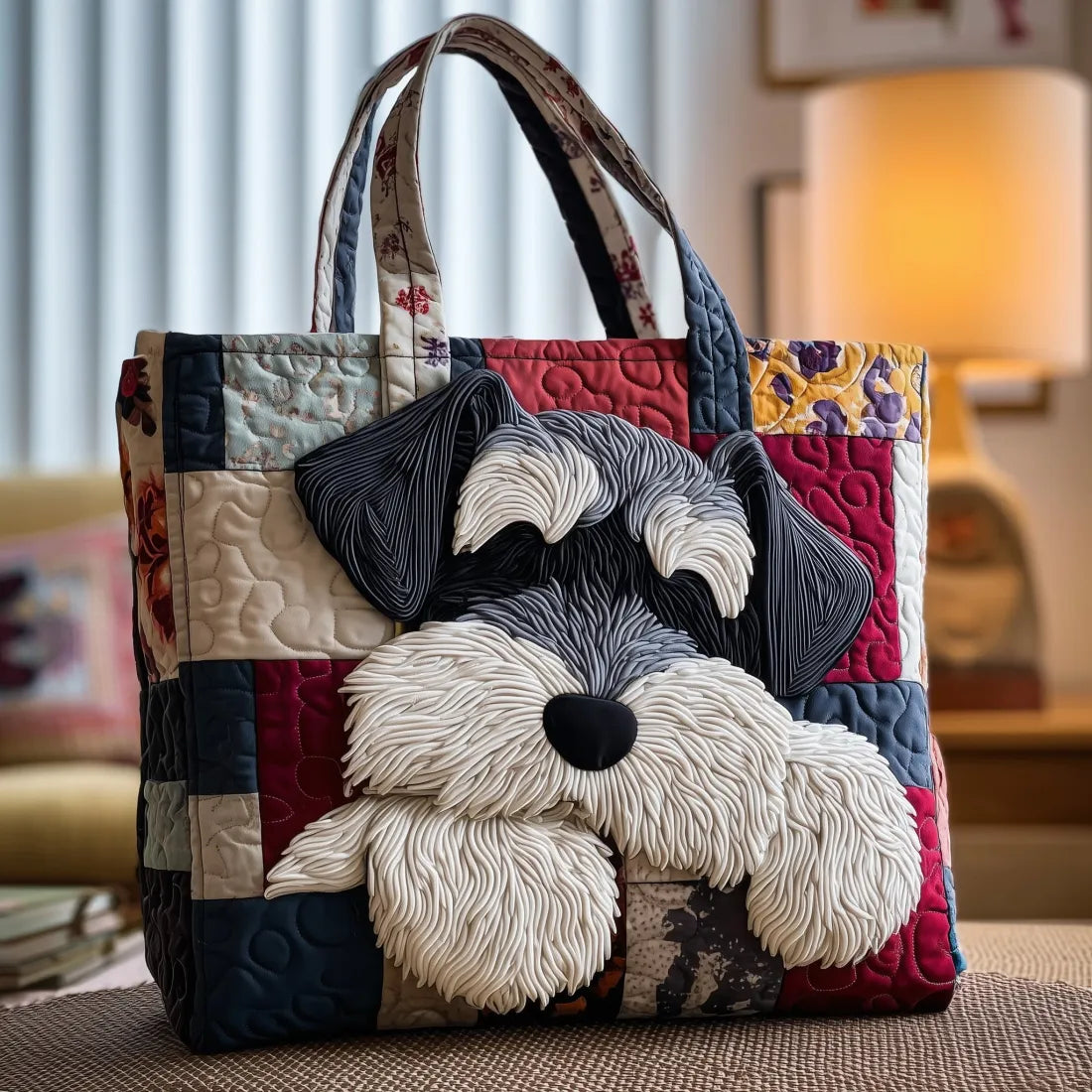 Bolso artesanal con schnauzer