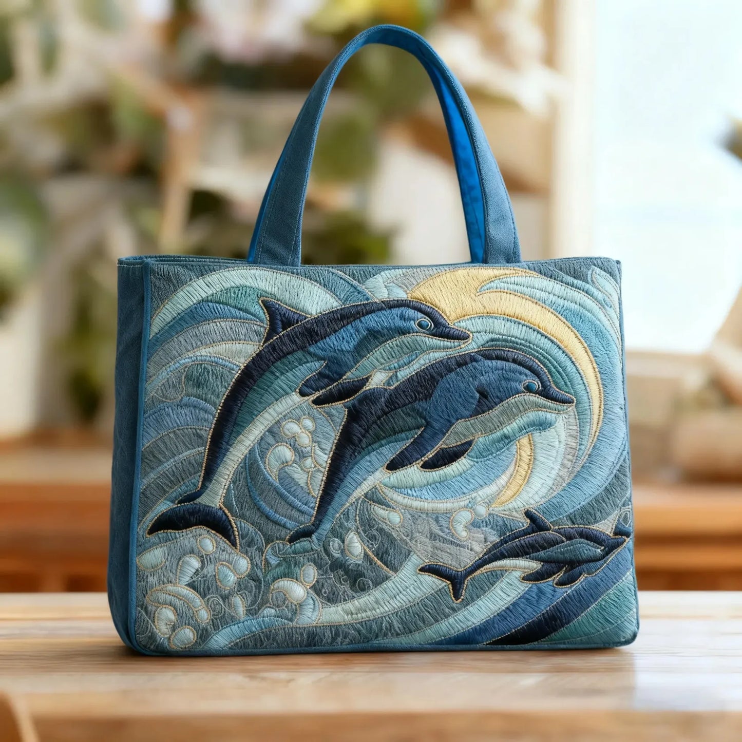 Bolso artesanal con delfines