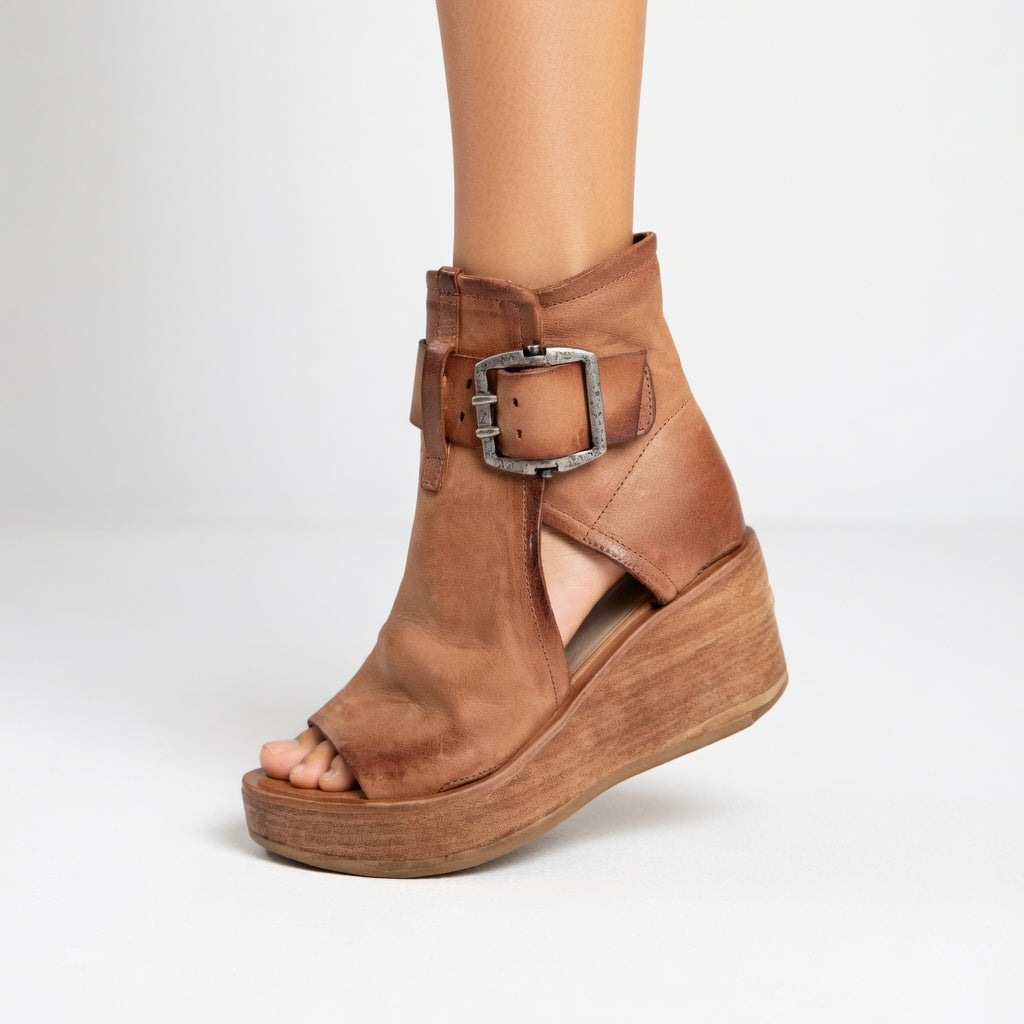 Lorena™ — Botines con cuña y puntera abierta, estilo moderno