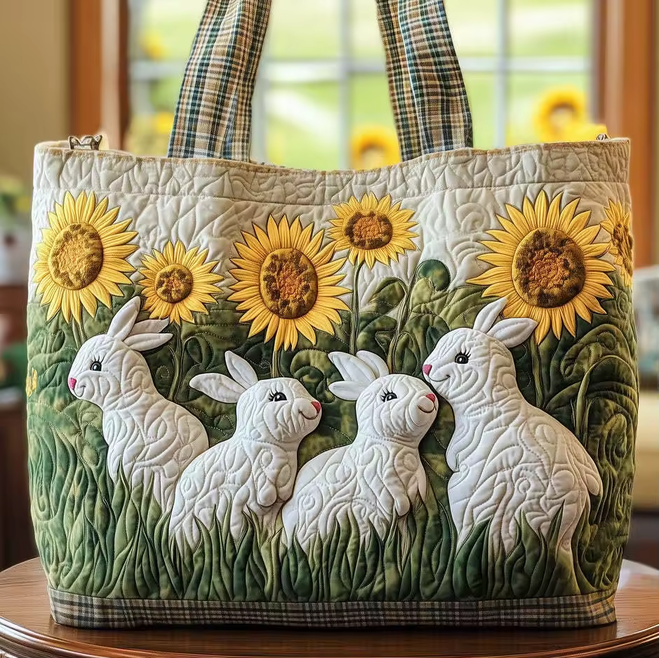 Bolso acolchado hecho a mano con conejitos