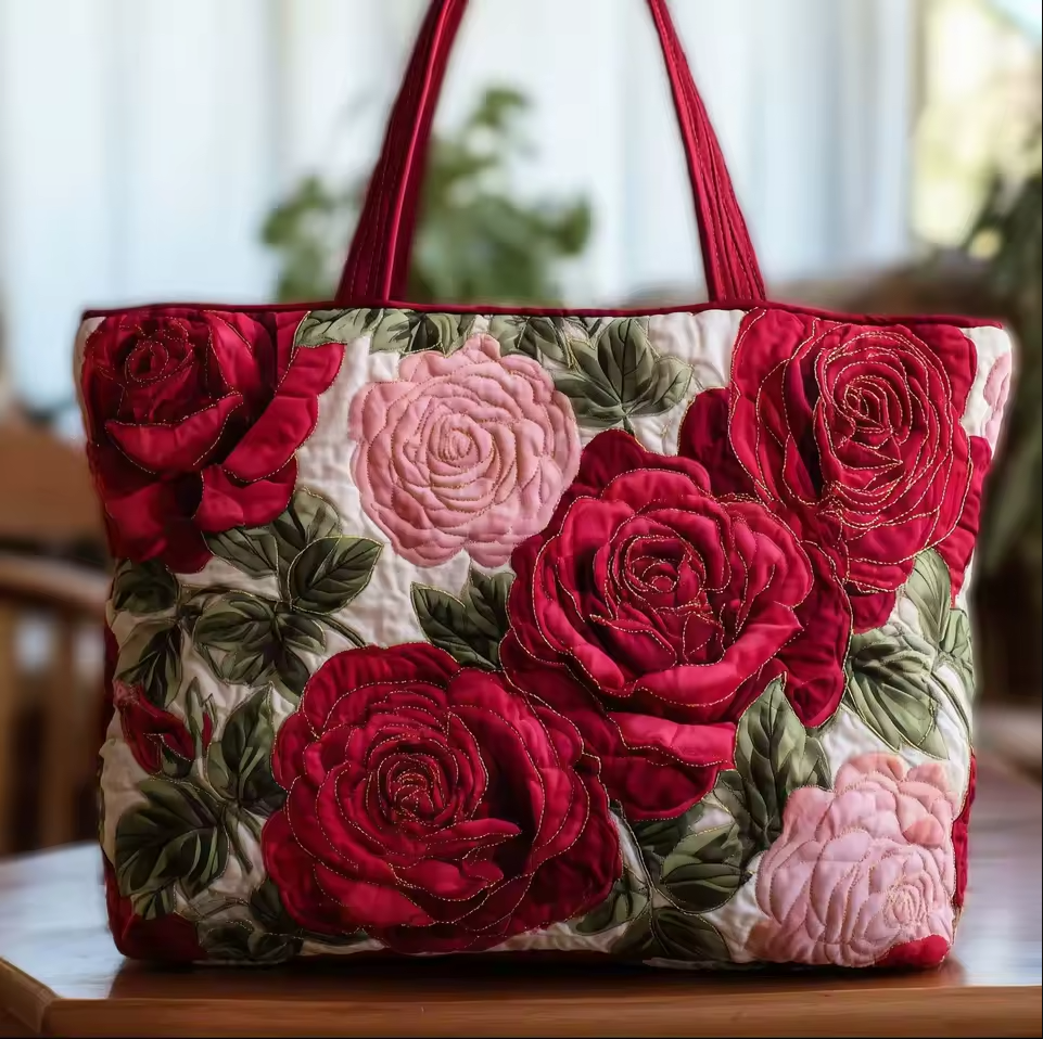 Bolso acolchado hecho a mano con rosas