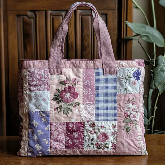 Bolso acolchado hecho a mano con mezcla de flores