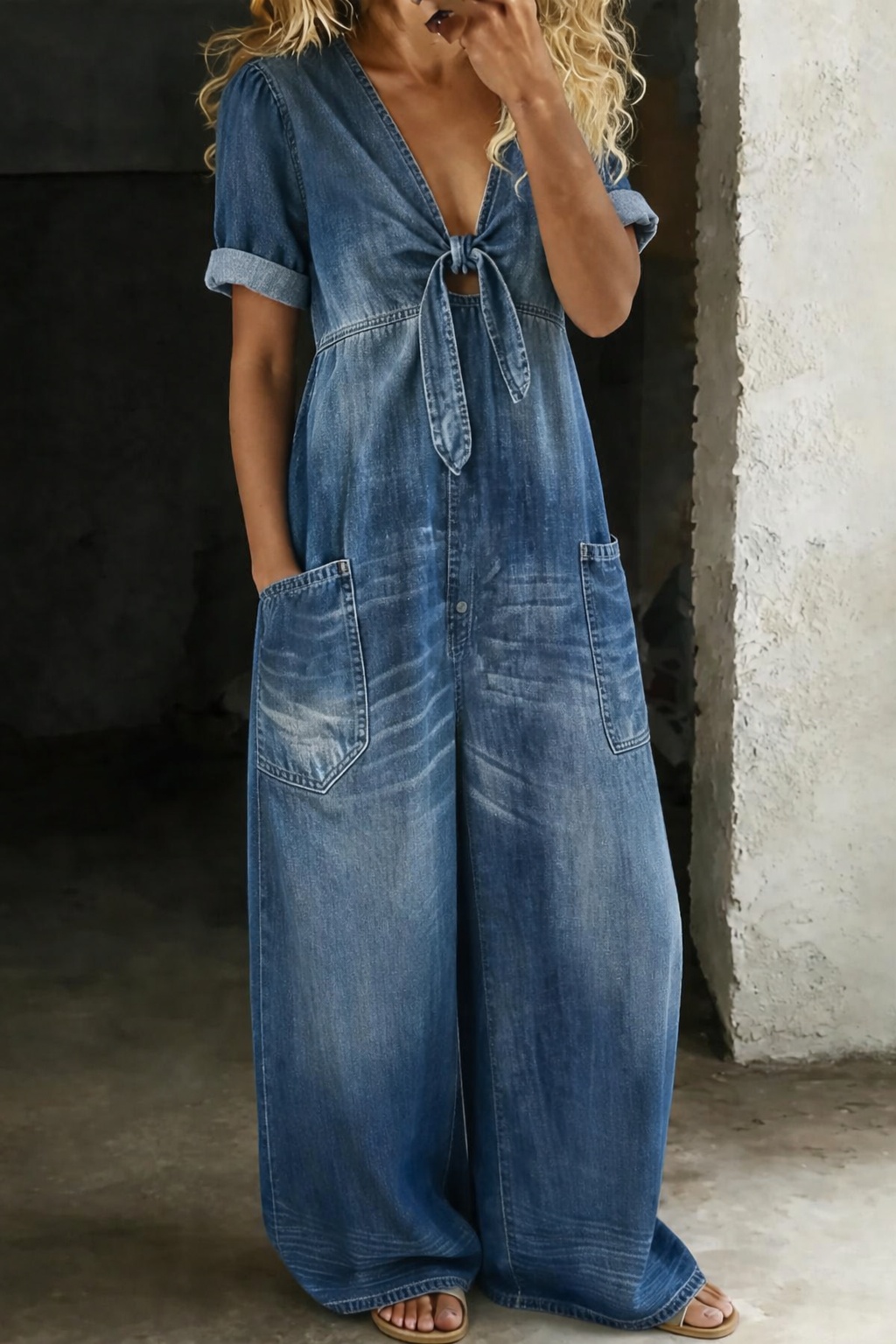 Maya Conjunto denim cuello V