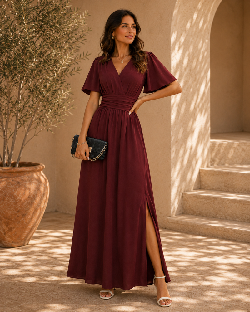 Eterna™ | Vestido largo elegante con escote en V