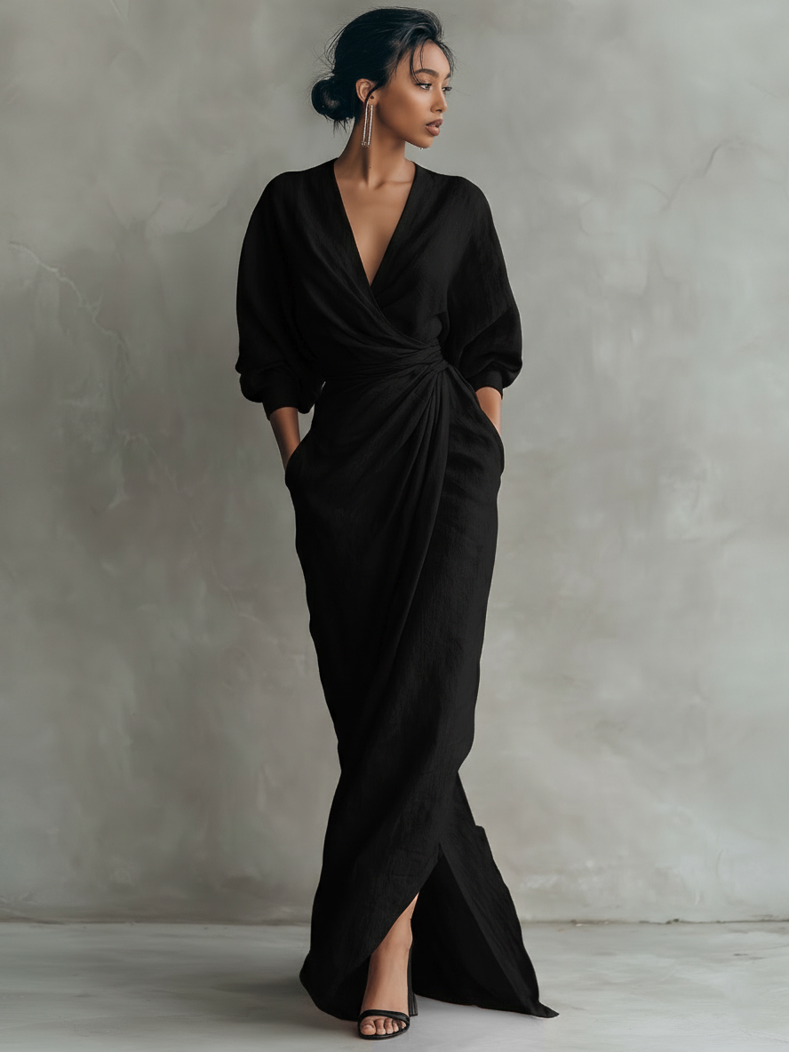 Vestido maxi lino negro