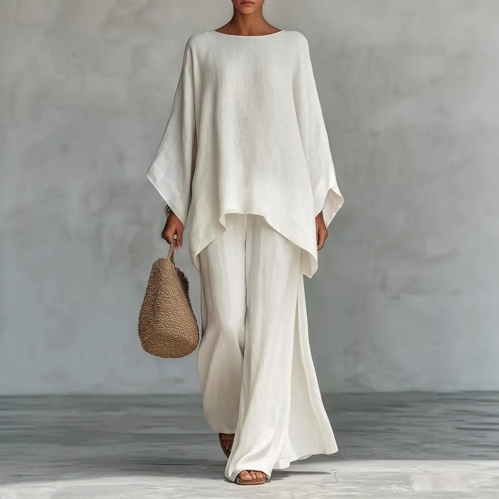 Cristina™ | Conjunto Suave de Dos Piezas con Mangas Largas y Pantalón Ancho