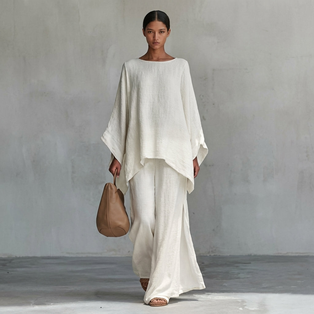 Cristina™ | Conjunto Suave de Dos Piezas con Mangas Largas y Pantalón Ancho