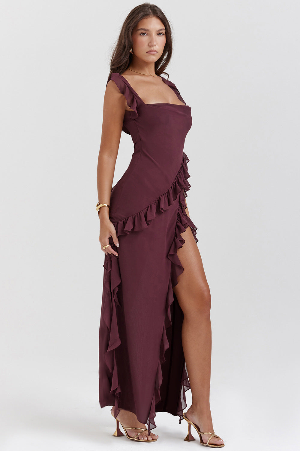 Amira vestido largo vista lateral